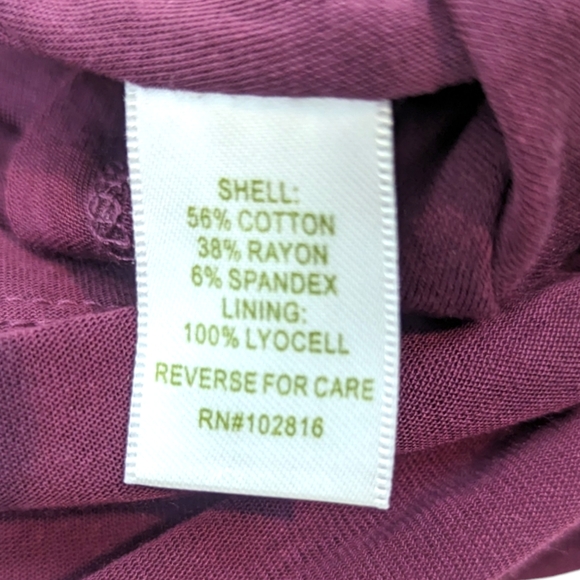 Garnet Hill Stretch Knit Dress V Neck Womens 12 Burgundy Purple Short Sleeve - Picture 12 of 13